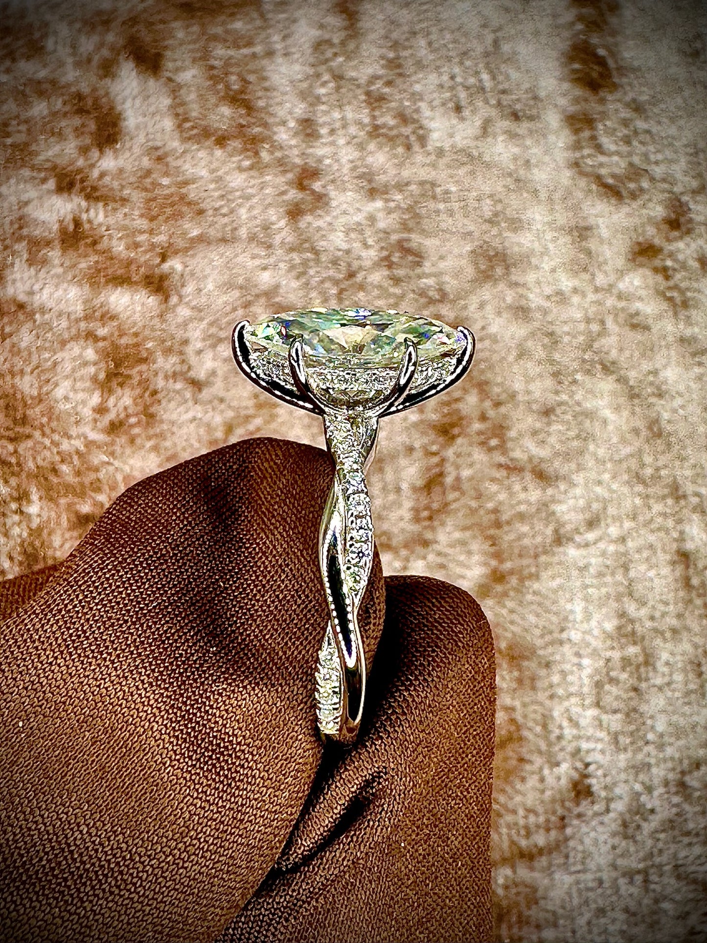 Marquis Cut Moissanite Ring – Twisted Band
