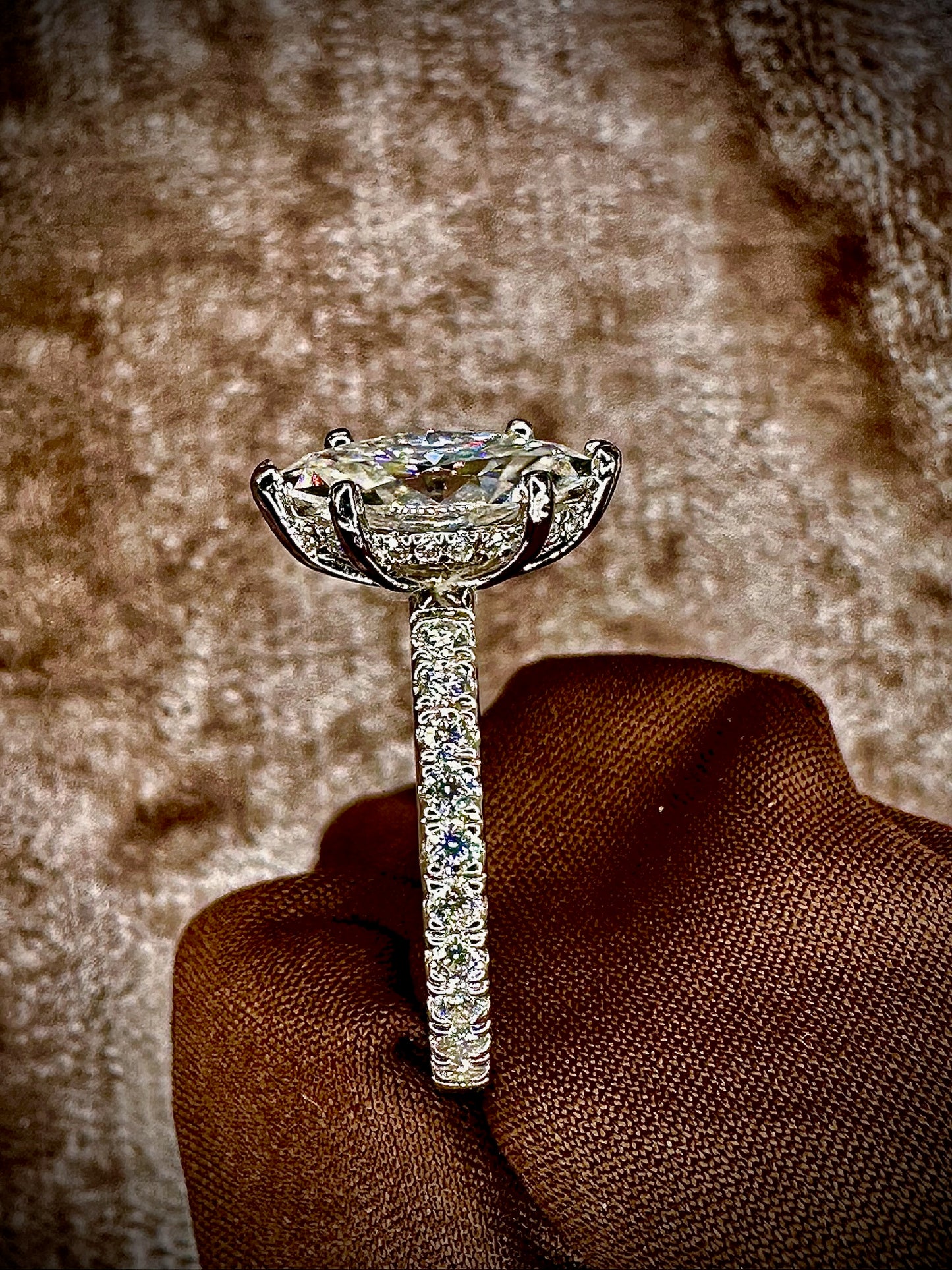 Marquis Cut Moissanite Ring – 2ct Pave Band