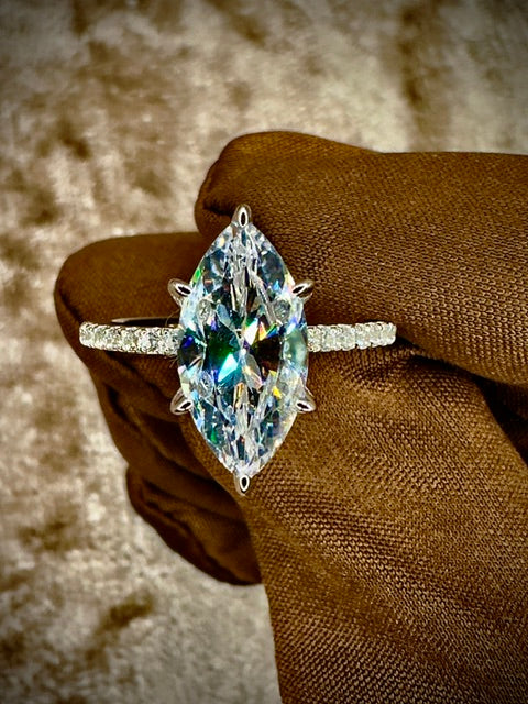 Marquis Cut Cubic Zirconia Ring – 3ct Pave Band