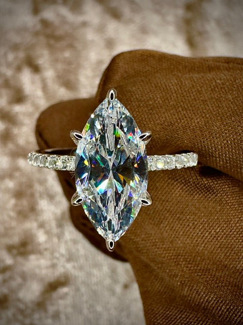 Marquis Cut Cubic Zirconia Ring – 3ct Pave Band