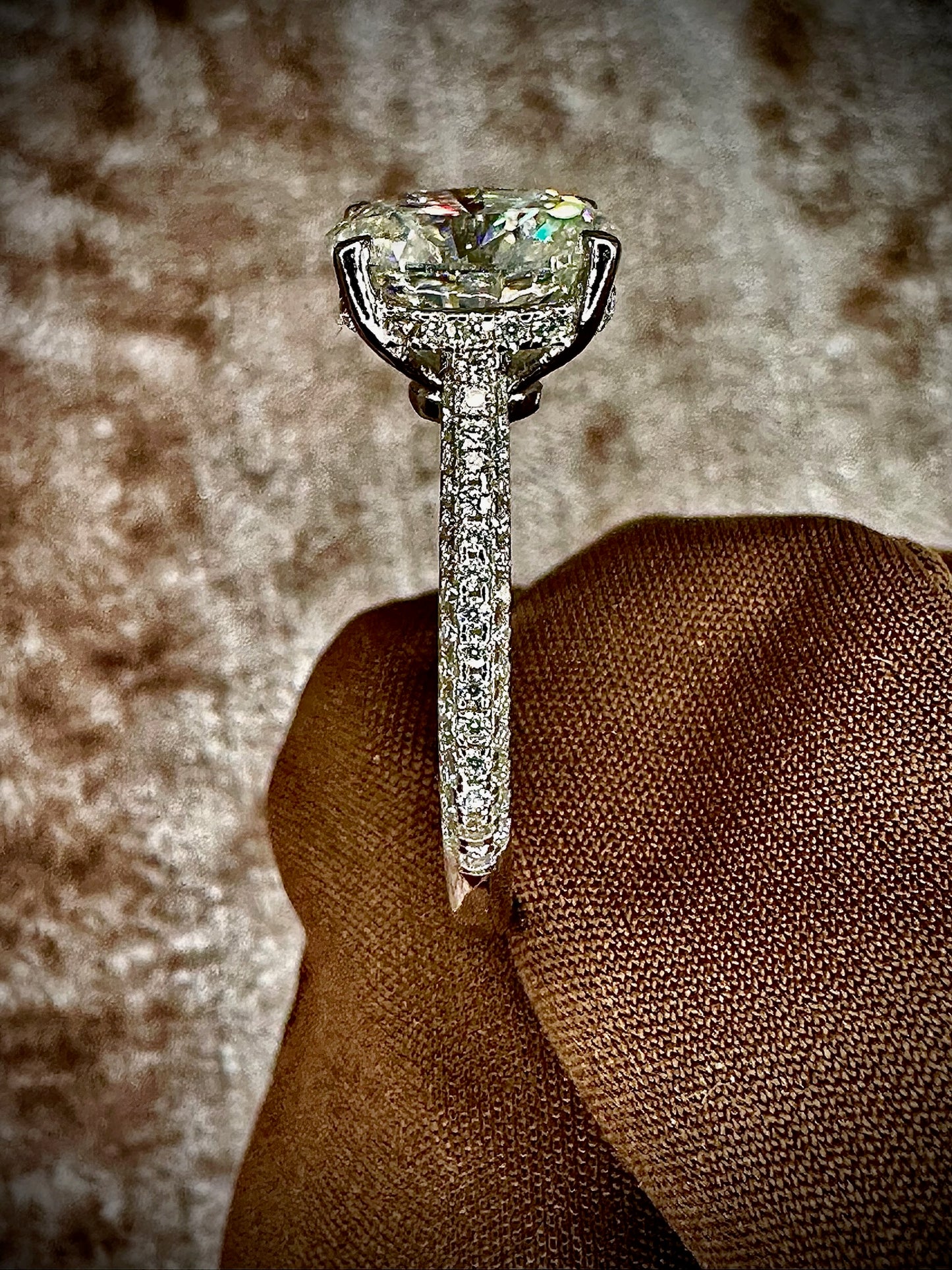 Oval Cut Moissanite Ring – 4ct Pave Band