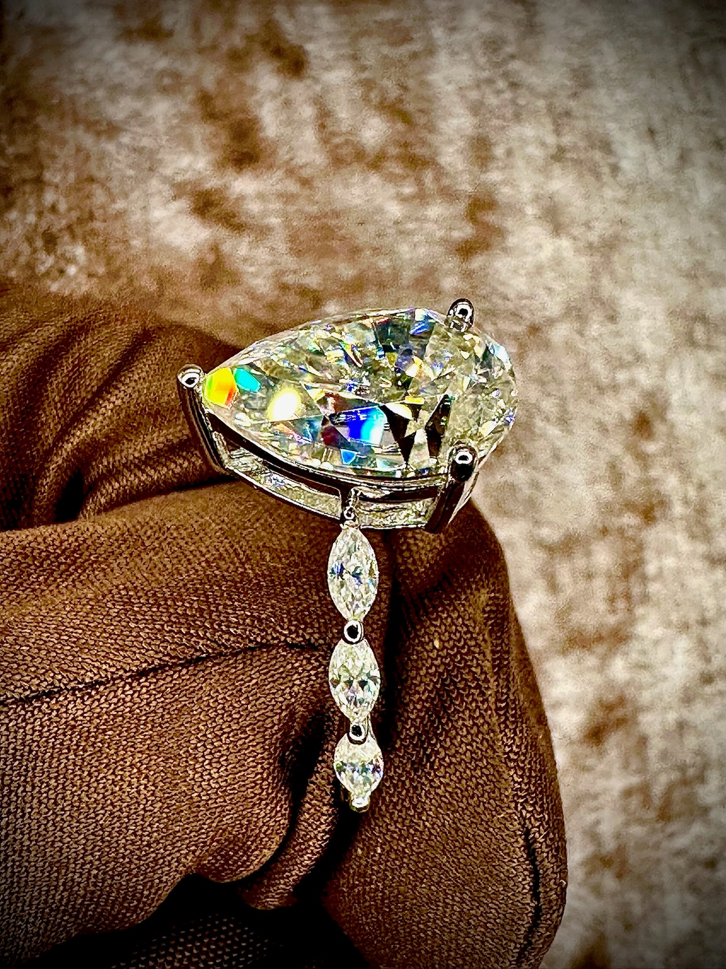 Pear Cut Moissanite Ring – 5ct with Side Stones