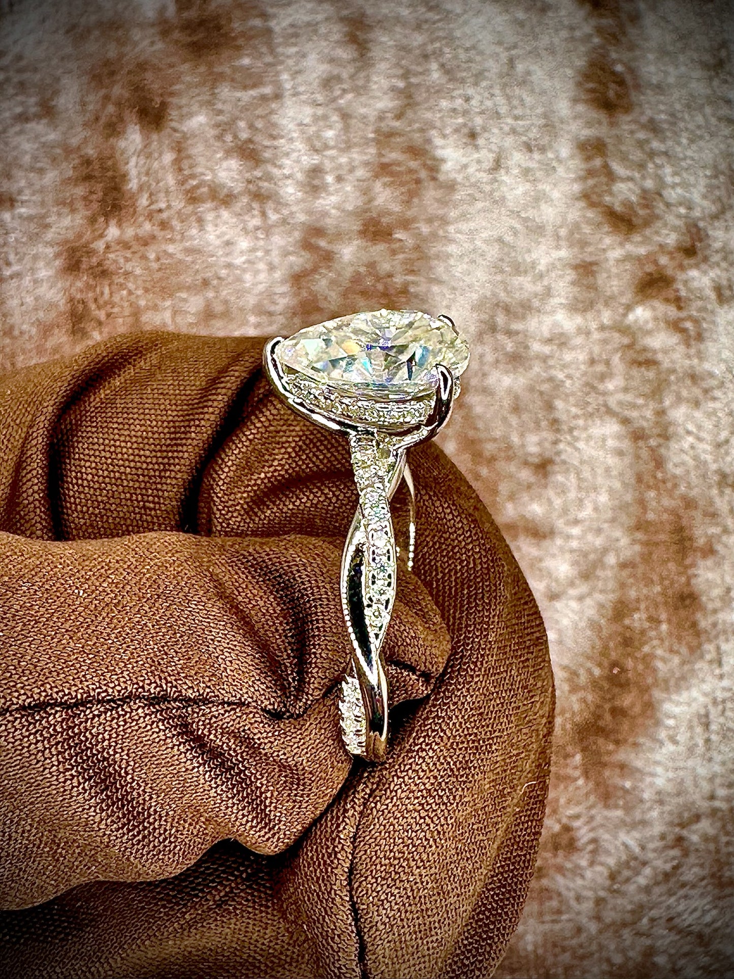 Pear Cut Moissanite Ring – Twisted Band