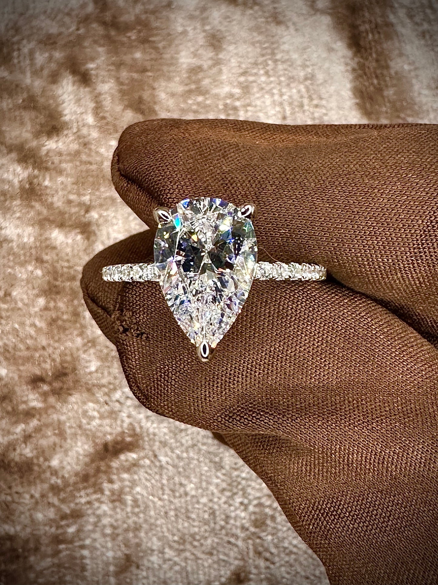 Pear Cut Cubic Zirconia Ring – 3ct Pave Band