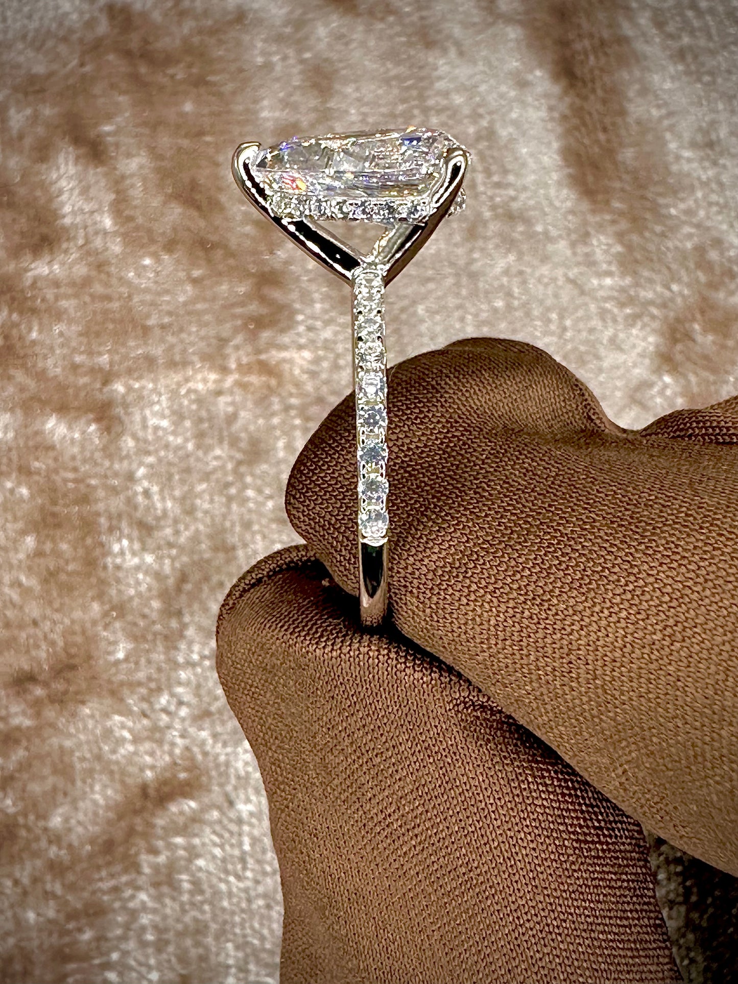 Pear Cut Cubic Zirconia Ring – 3ct Pave Band