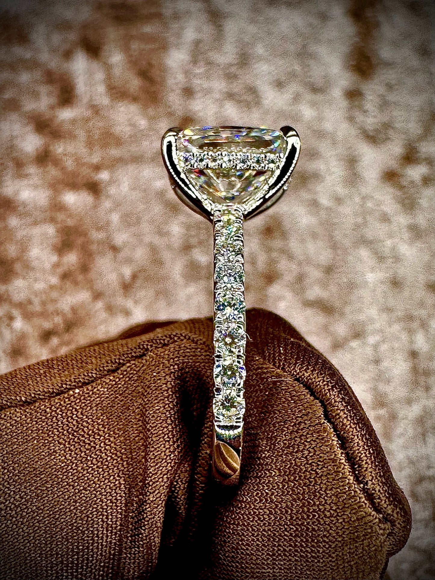 Radiant Cut Moissanite Ring – 4ct Pave Band