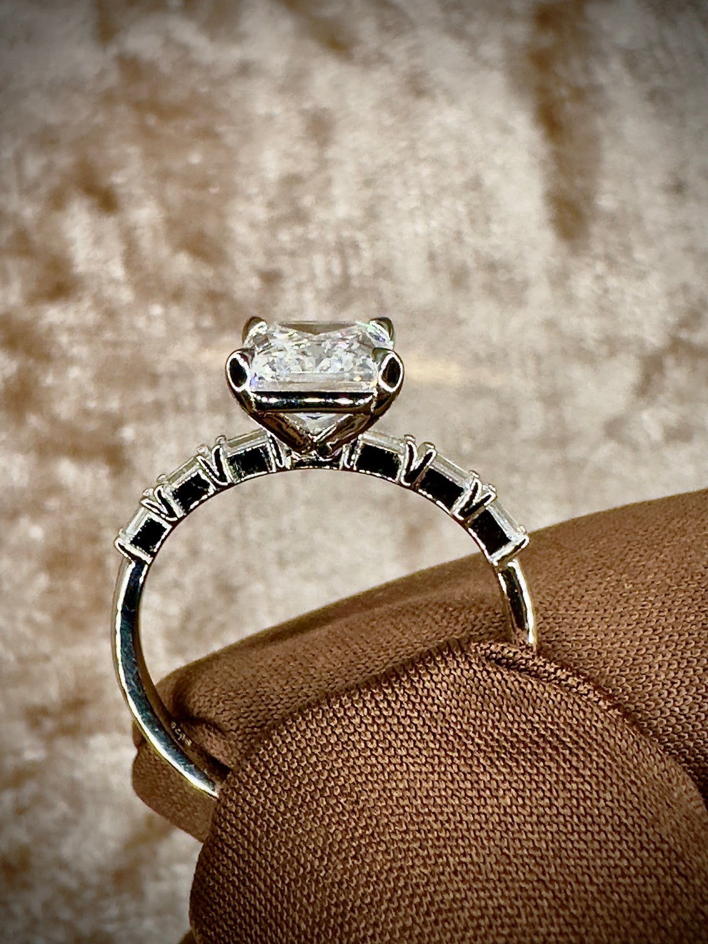 Radiant Crushed Ice Cubic Zirconia Ring – 7x9mm Pave Band