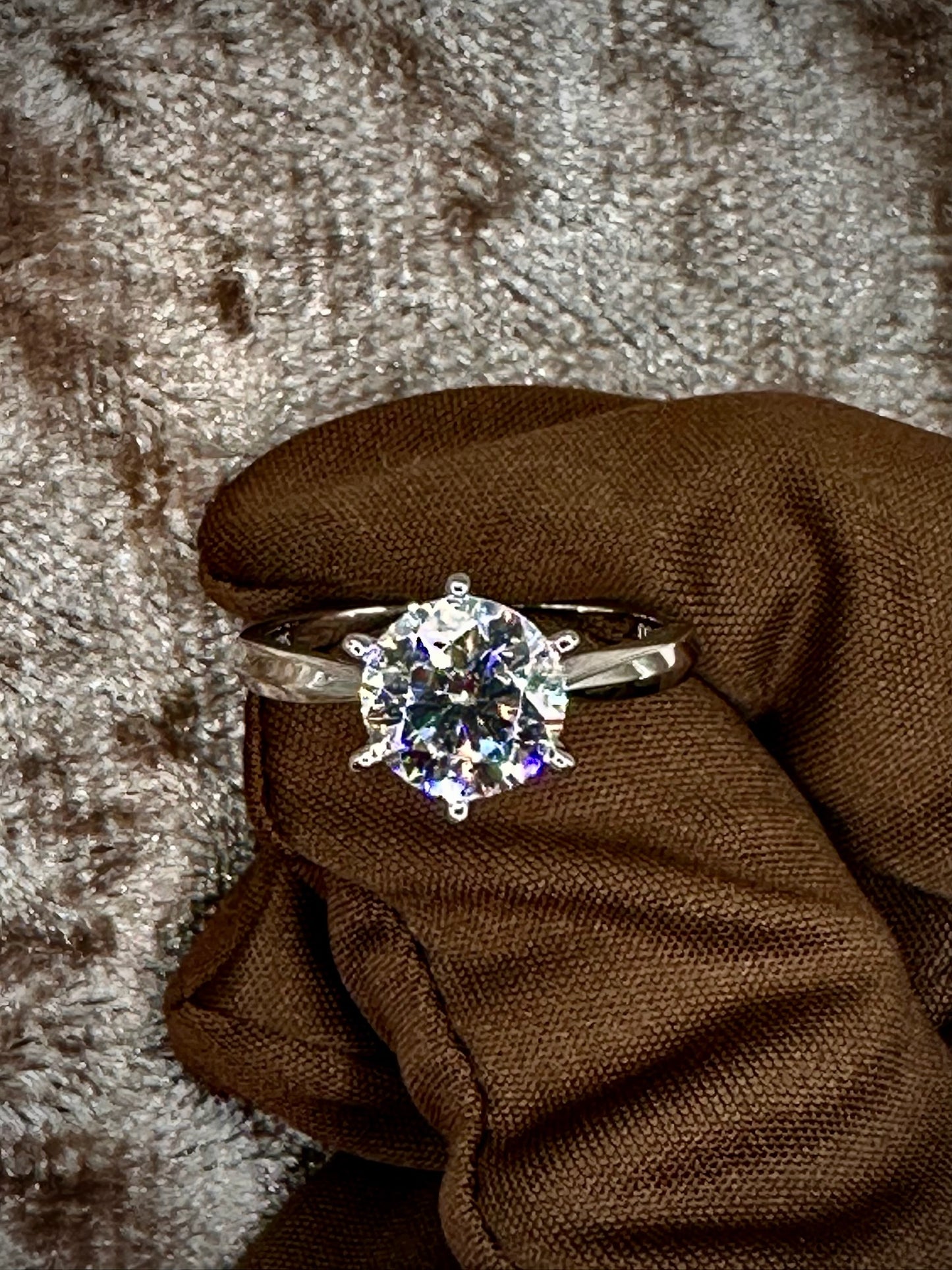 Round Cut Plain Band Moissanite Ring – 2ct